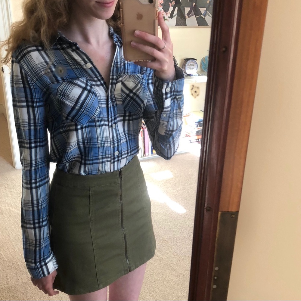 Blue Checked Soft Buttondown Collared Shirt